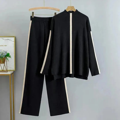Women's colorblock jersey tracksuit set in black