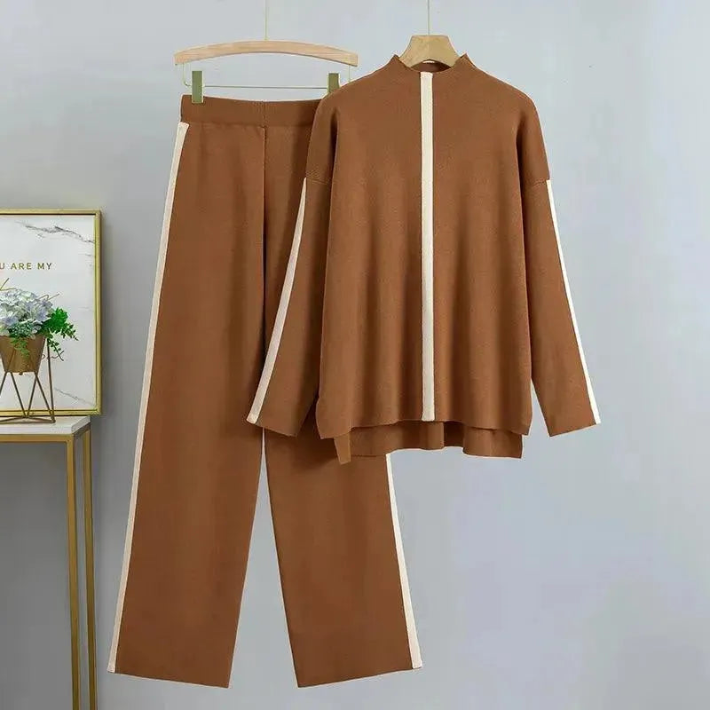 Women's colorblock jersey tracksuit set in brown
