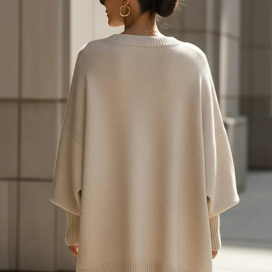 Women's oversized poncho sweater with batwing sleeves, additional photo