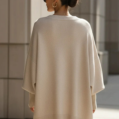 Women's oversized poncho sweater with batwing sleeves, additional photo