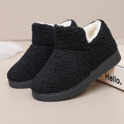 Women's fleece-lined ankle slipper boots in Black