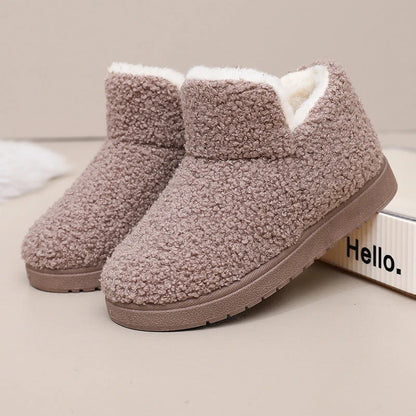 Women's fleece-lined ankle slipper boots in Khaki