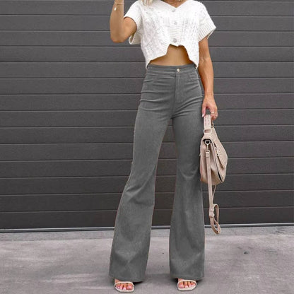 Georgia corduroy flare pants in gray, front view