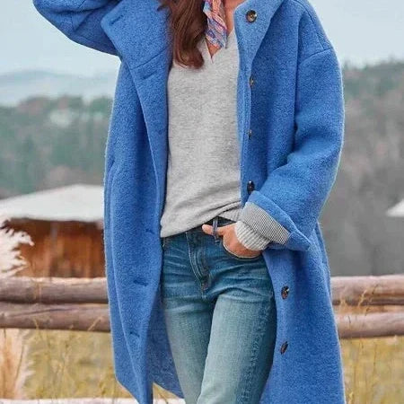 Women's hooded teddy coat in Blue