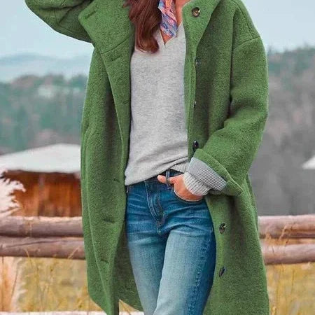 Women's hooded teddy coat in Green