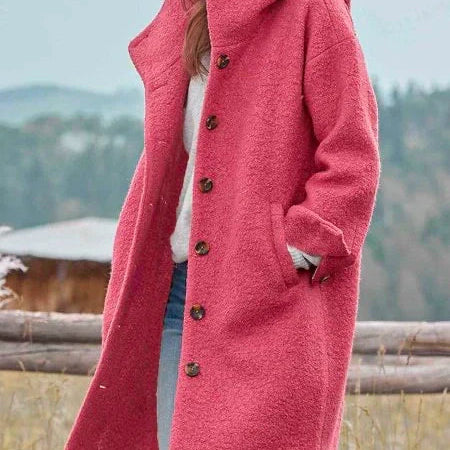 Women's hooded teddy coat in Pink