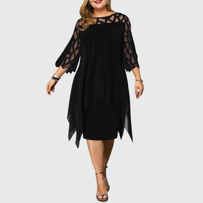 Juliana midi dress in black, front view on model