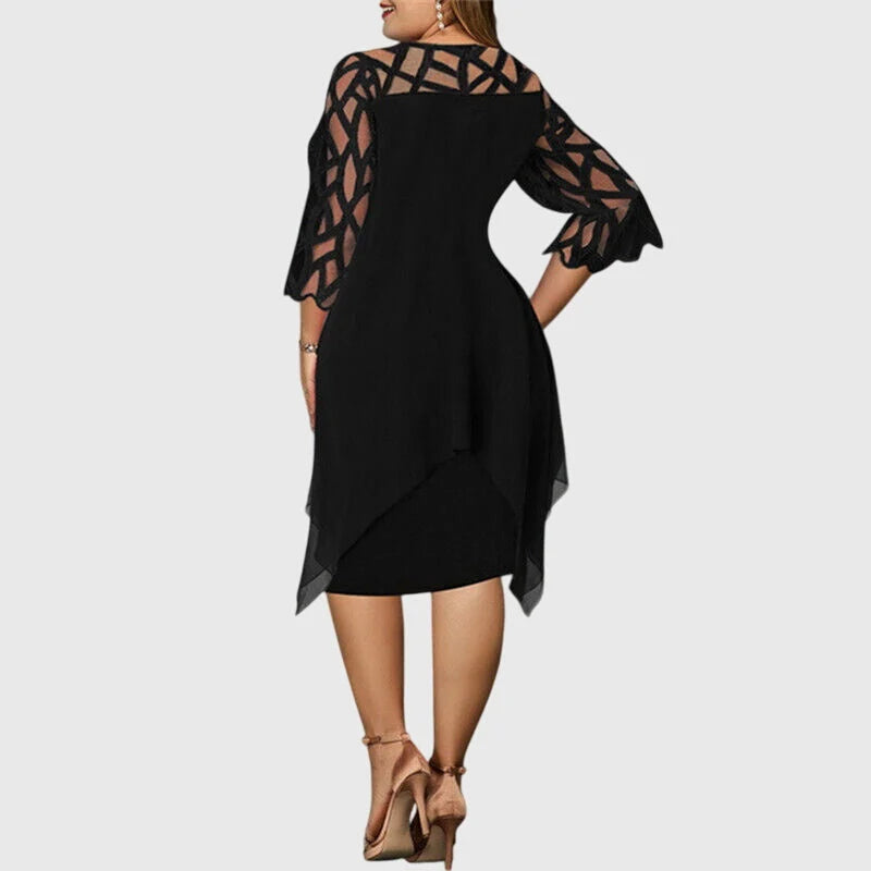 Juliana midi dress in black, side view on model