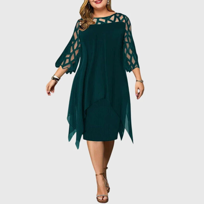 Juliana midi dress in green, front view on model