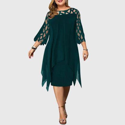 Juliana midi dress in green, front view on model