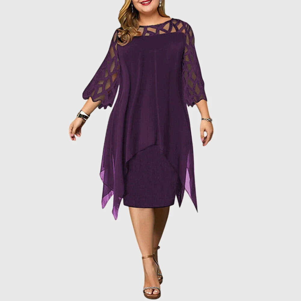 Juliana midi dress in purple, front view on model
