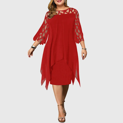 Juliana midi dress in red, front view on model