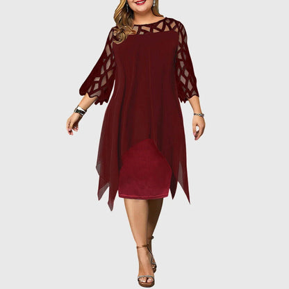 Juliana midi dress in red wine, front view on model