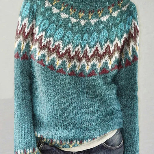 Women's Fair Isle crew-neck sweater in Teal