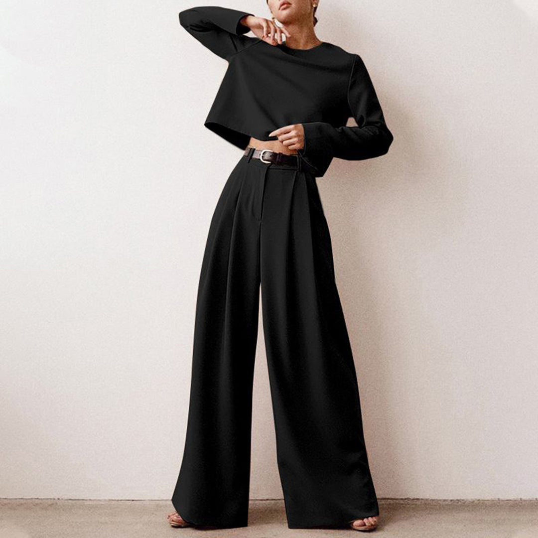 Women's palazzo trouser set in black, additional view