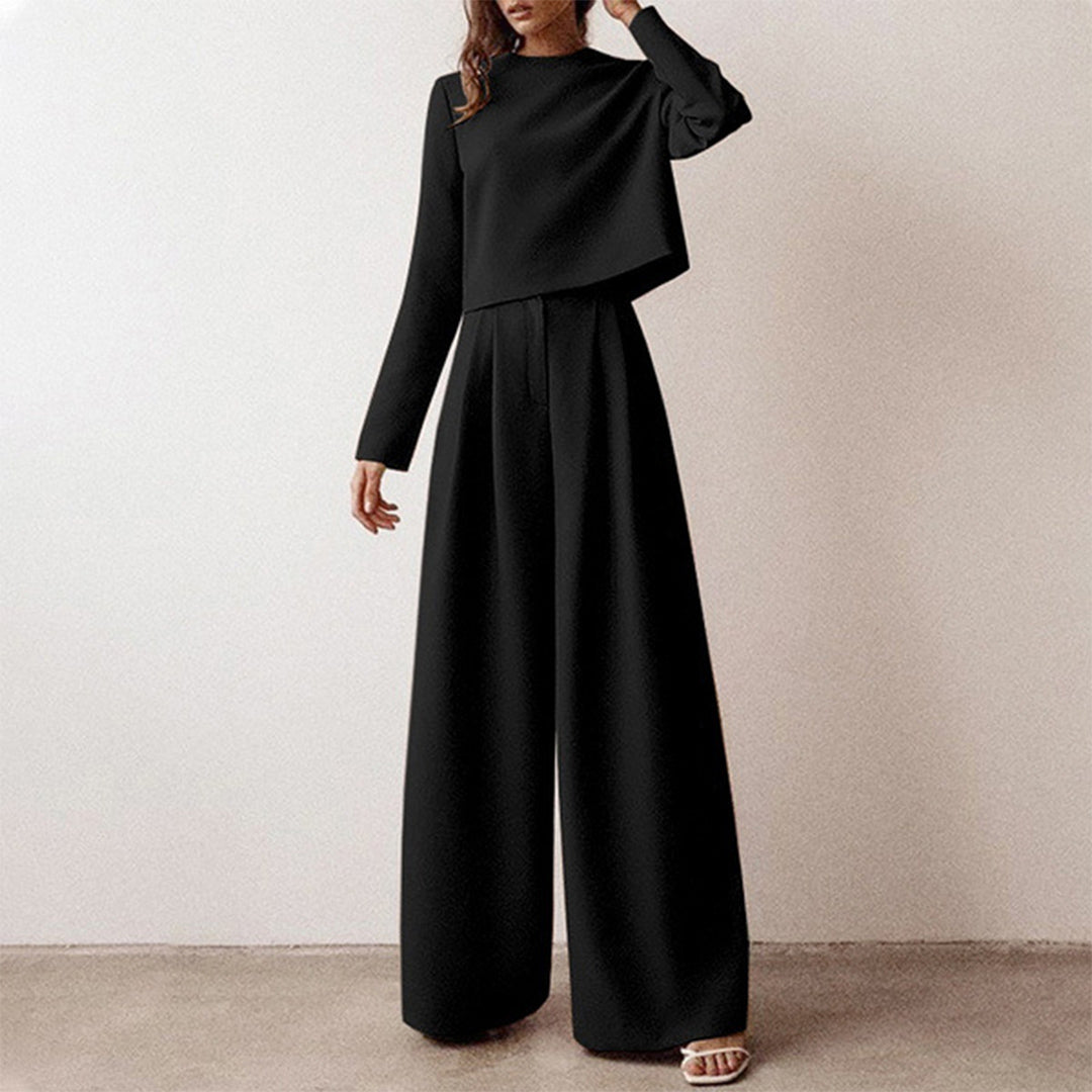 Women's palazzo trouser set in black, additional view