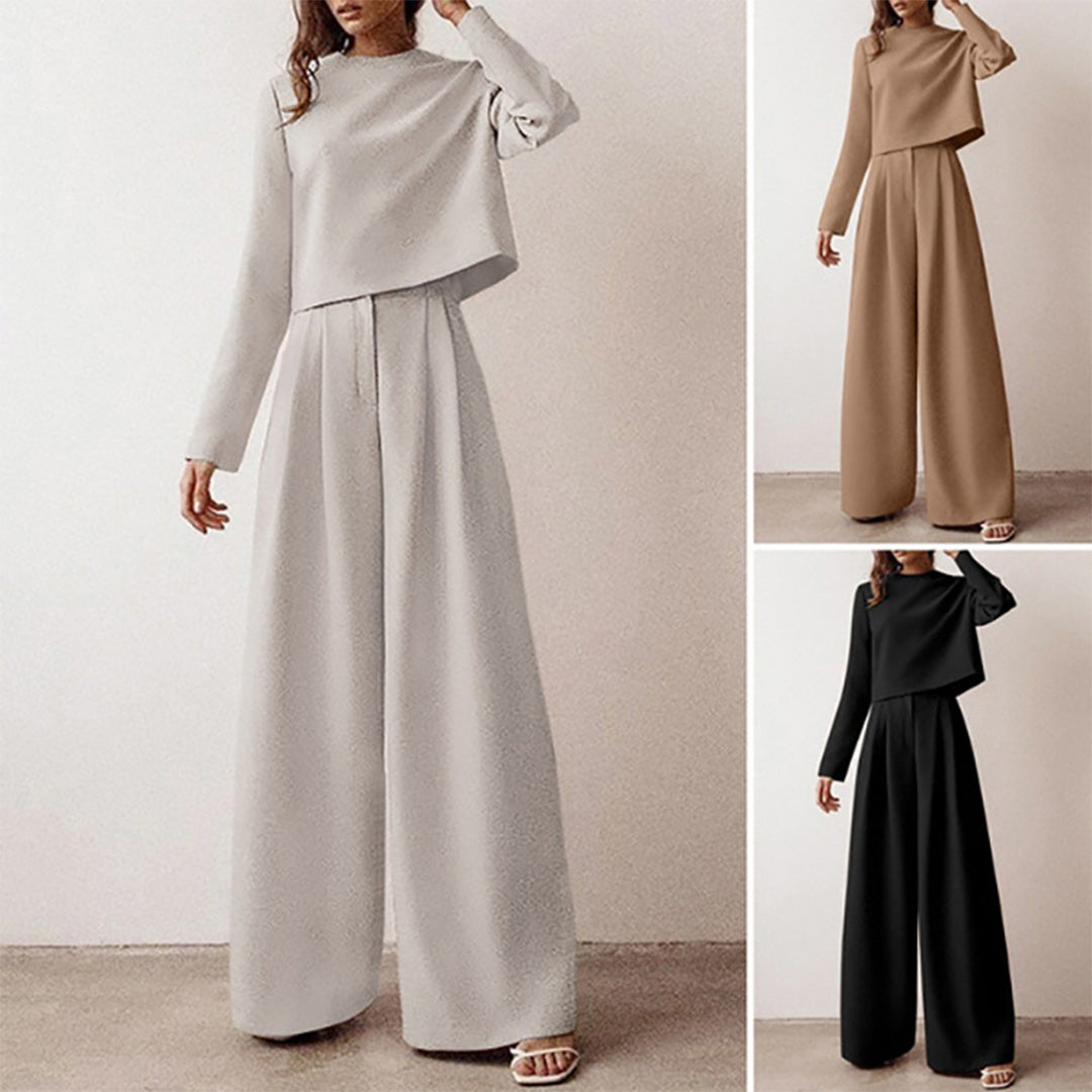 Women's palazzo trouser set in white, with all colors shown