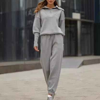 Women's ribbed lounge set in grey, additional view