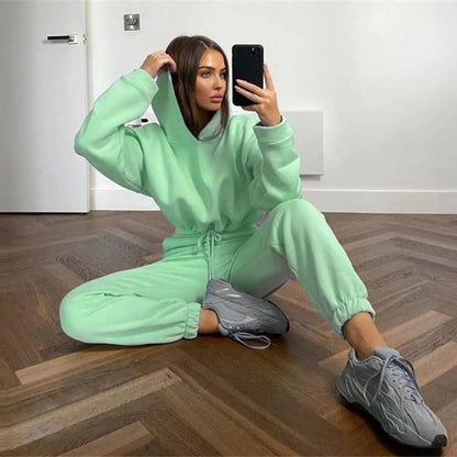 Cropped hoodie and joggers set, worn view 11