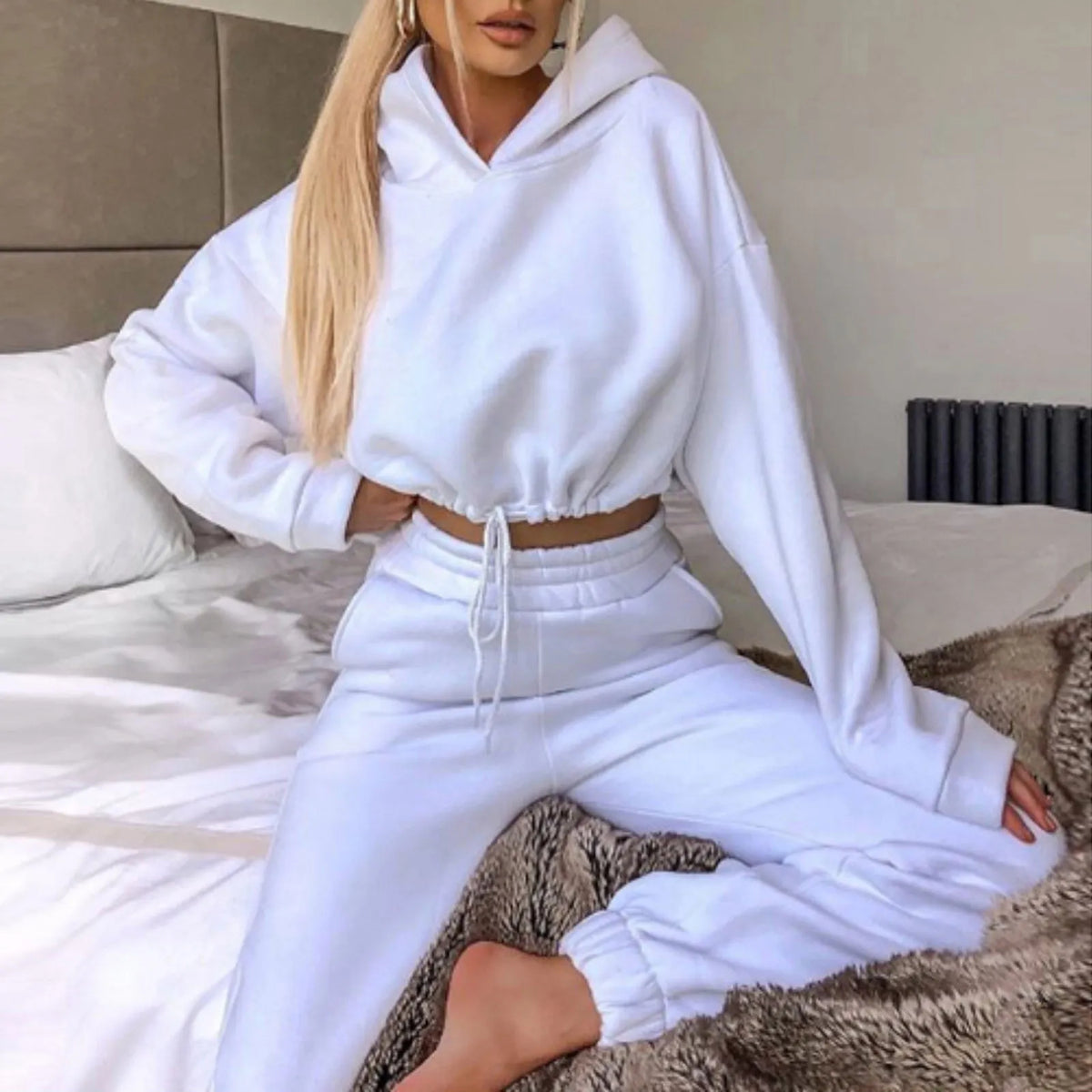 Cropped hoodie and joggers set, worn view 12