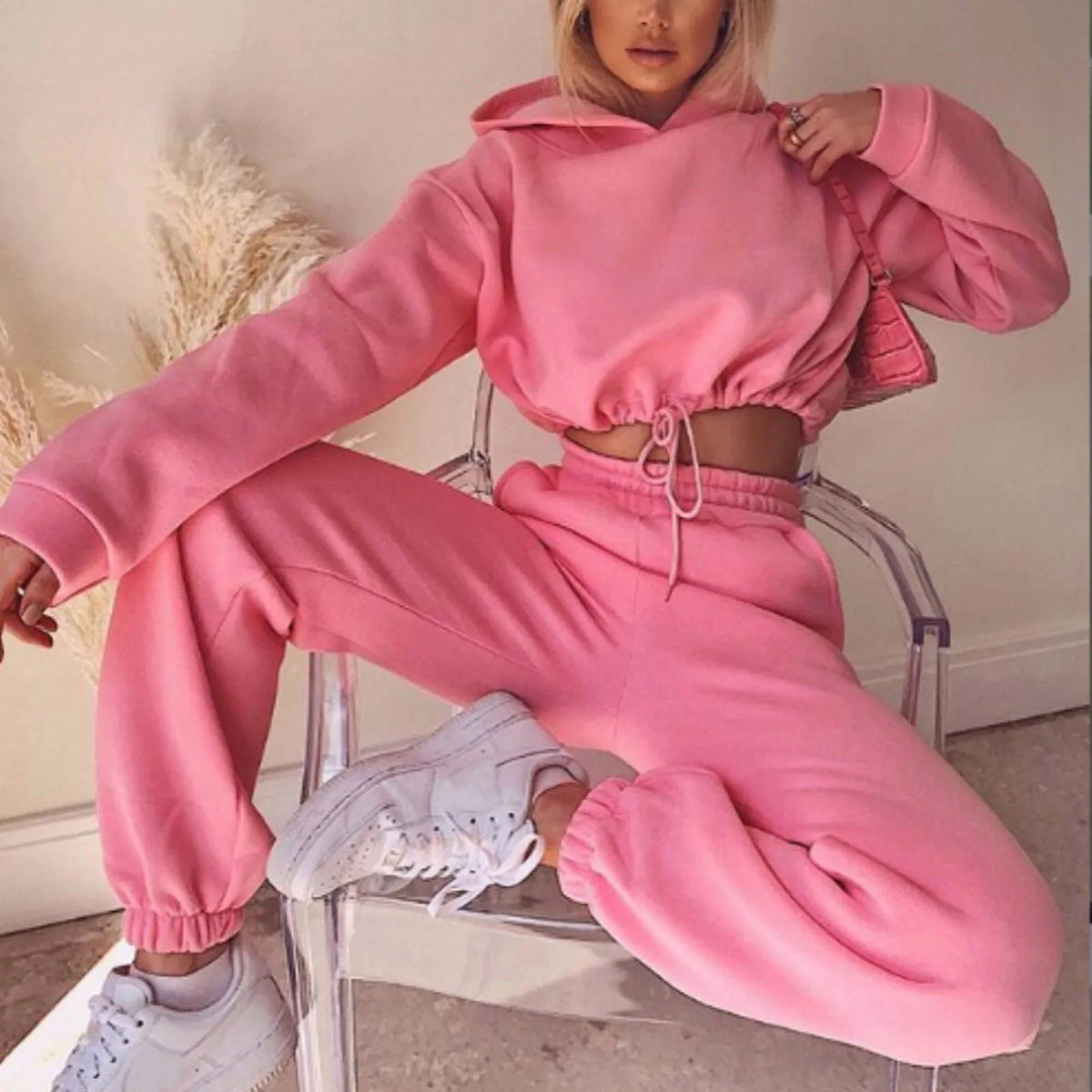 Cropped hoodie and joggers set, worn view 13