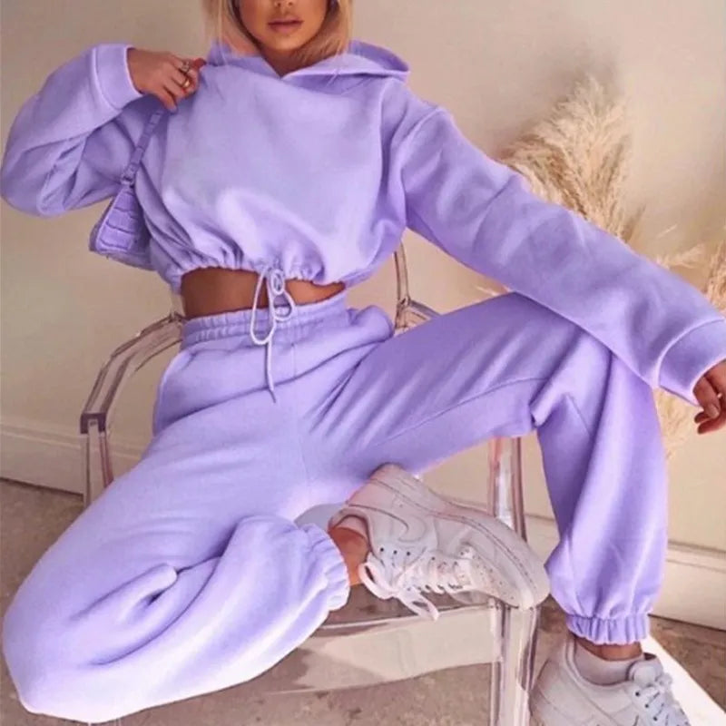 Cropped hoodie and joggers set, worn view 14