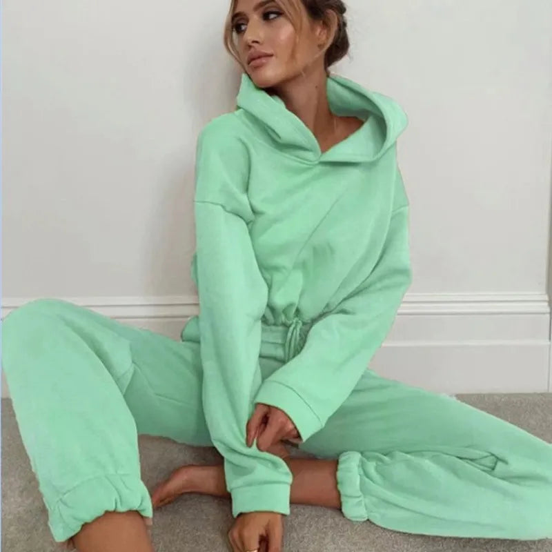 Cropped hoodie and joggers set, worn view 15