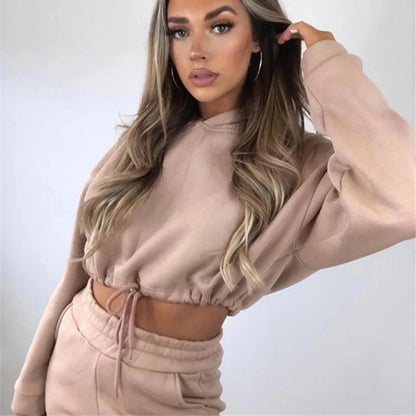 Cropped hoodie and joggers set, worn view 2