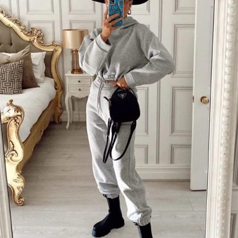Cropped hoodie and joggers set, worn view 7