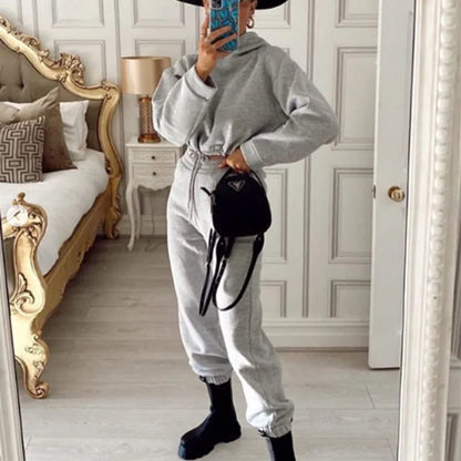 Cropped hoodie and joggers set, worn view 7