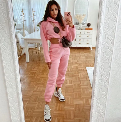 Cropped hoodie and joggers set, worn view 9