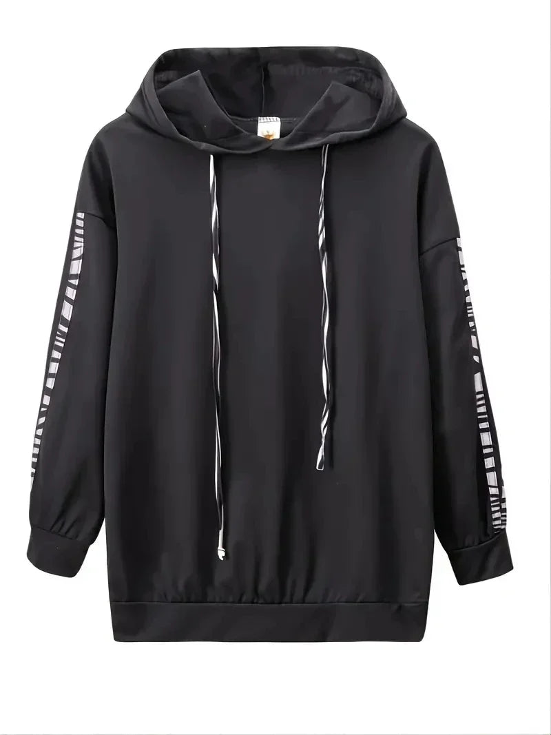 Black hooded sweatshirt from tracksuit set, product view