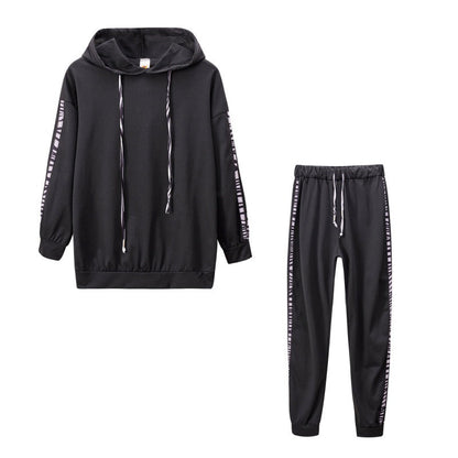 Black hoodie and drawstring pants, product view