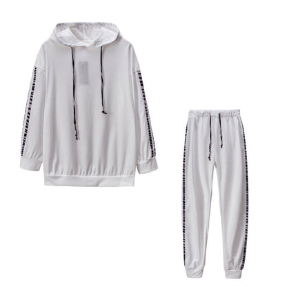 White hoodie and drawstring pants, product view