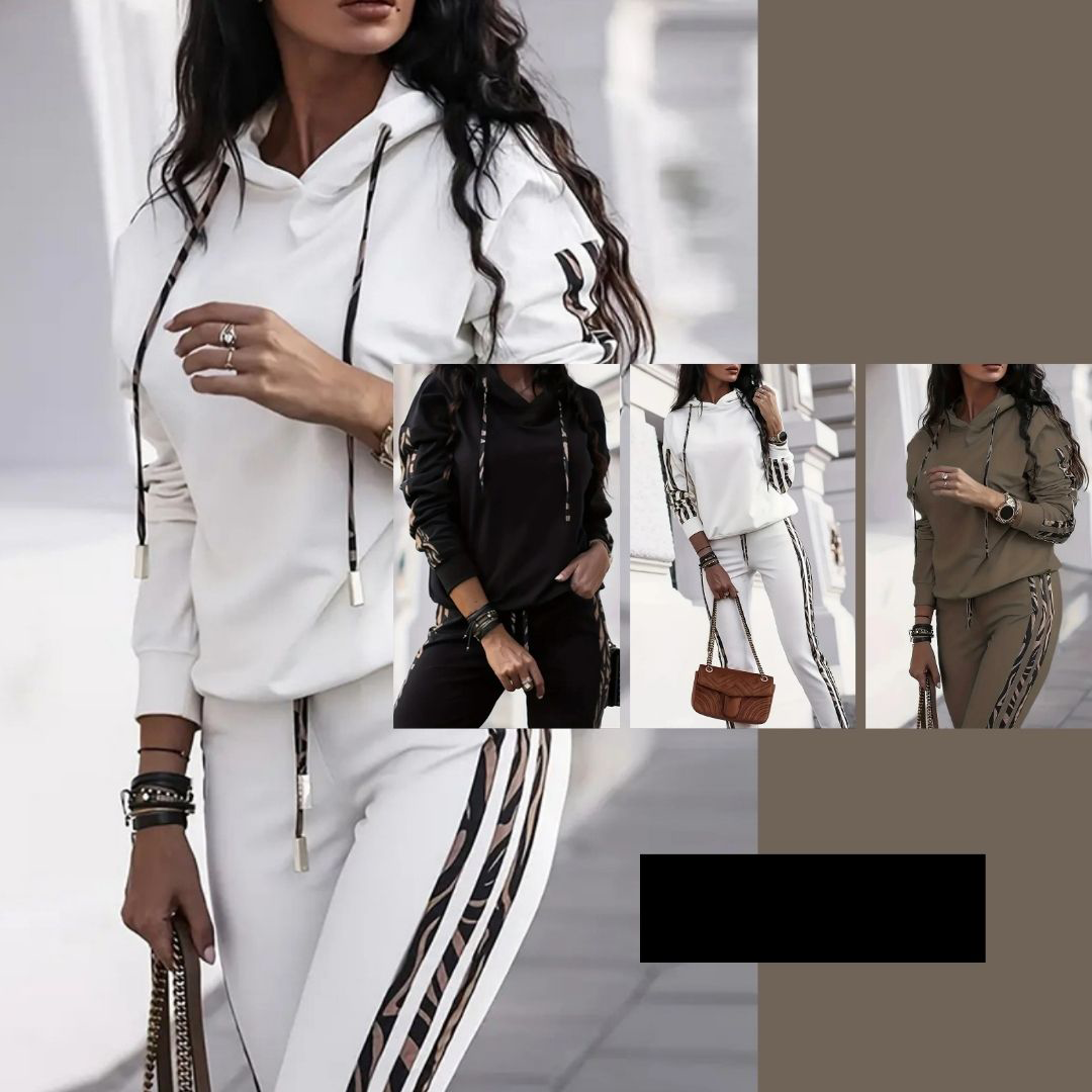 White hoodie tracksuit set, additional view