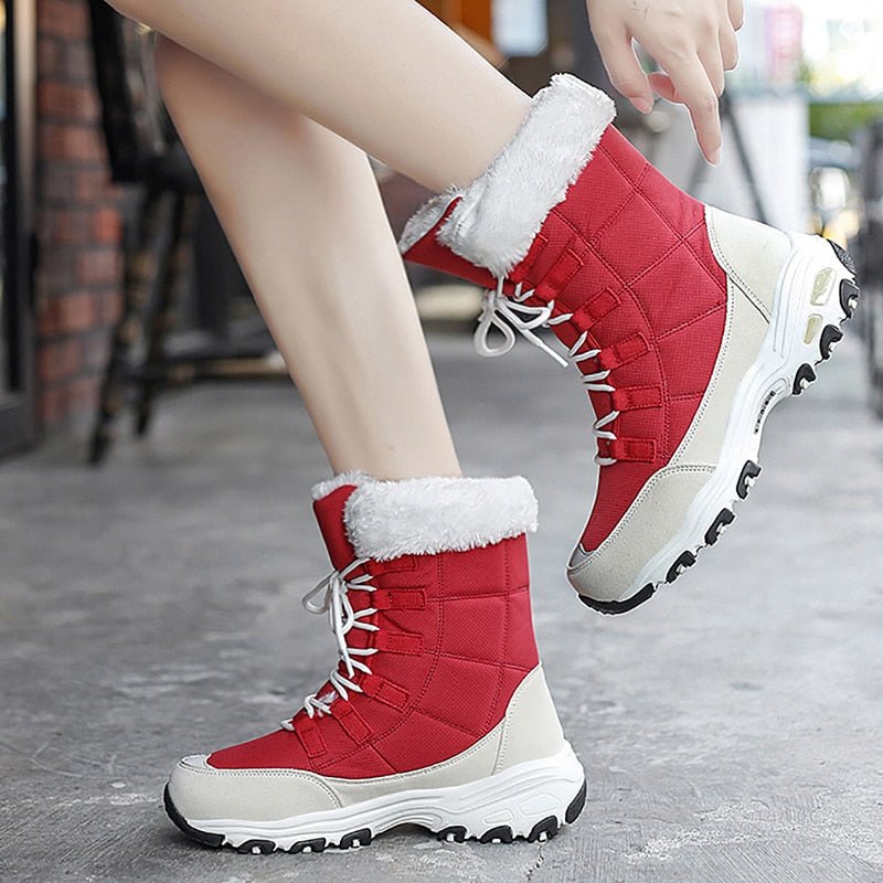 Lace-up snow boots, worn view