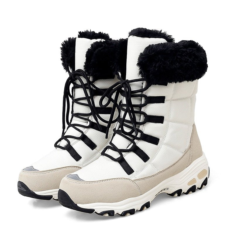 Lace-up snow boots with faux fur cuff, product view