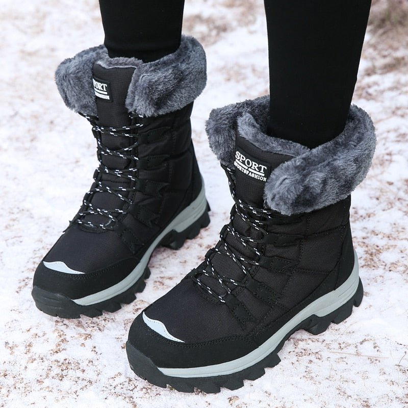 Black lace-up snow boots, additional view