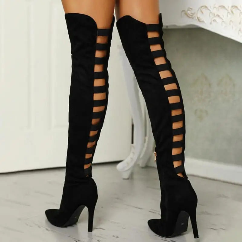 Over-the-knee boots with form-fitting shaft, additional view