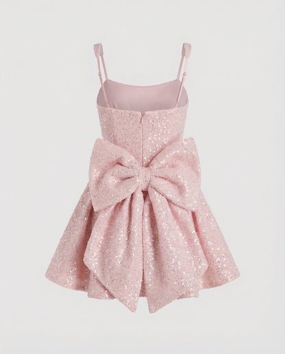 Pink sequin mini dress, back product view