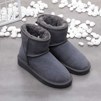 Grey warm-lined ankle snow boots