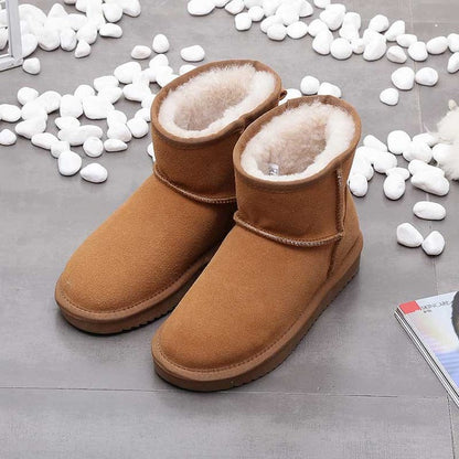 Khaki warm-lined ankle snow boots