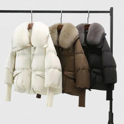 Women's jacket with faux fur collar, additional photo