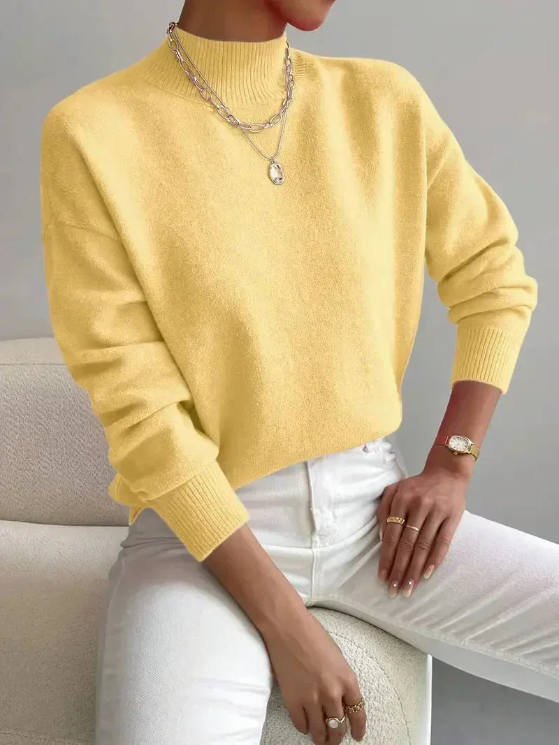 Cassia Mock Neck Pullover Sweater - Soft Knit Relaxed Fit for Effortless Comfort 2