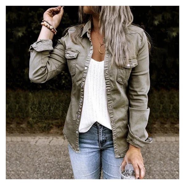 Casual Denim Jacket - Soft Washed Fabric, Button-Front Closure & Chest Pockets 2