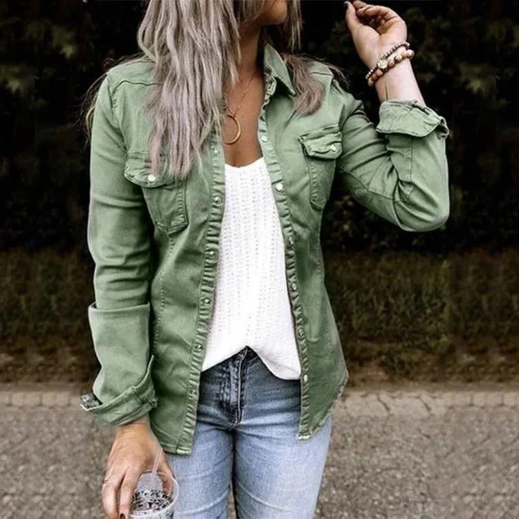 Casual Denim Jacket - Soft Washed Fabric, Button-Front Closure & Chest Pockets 4
