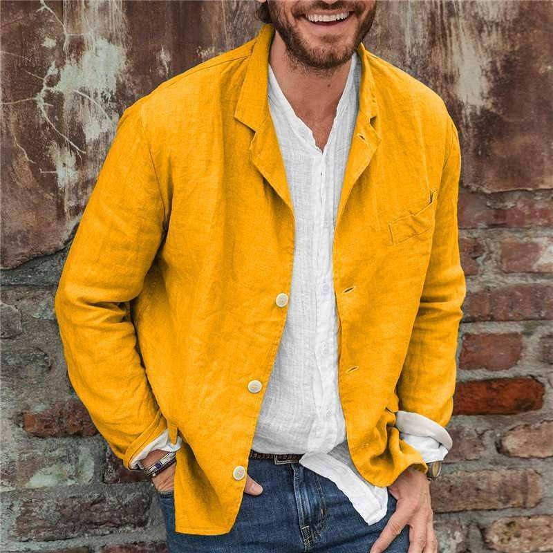 Casual Linen Jacket - Lightweight Cotton Blend with Relaxed Fit and Three Button Closure 4