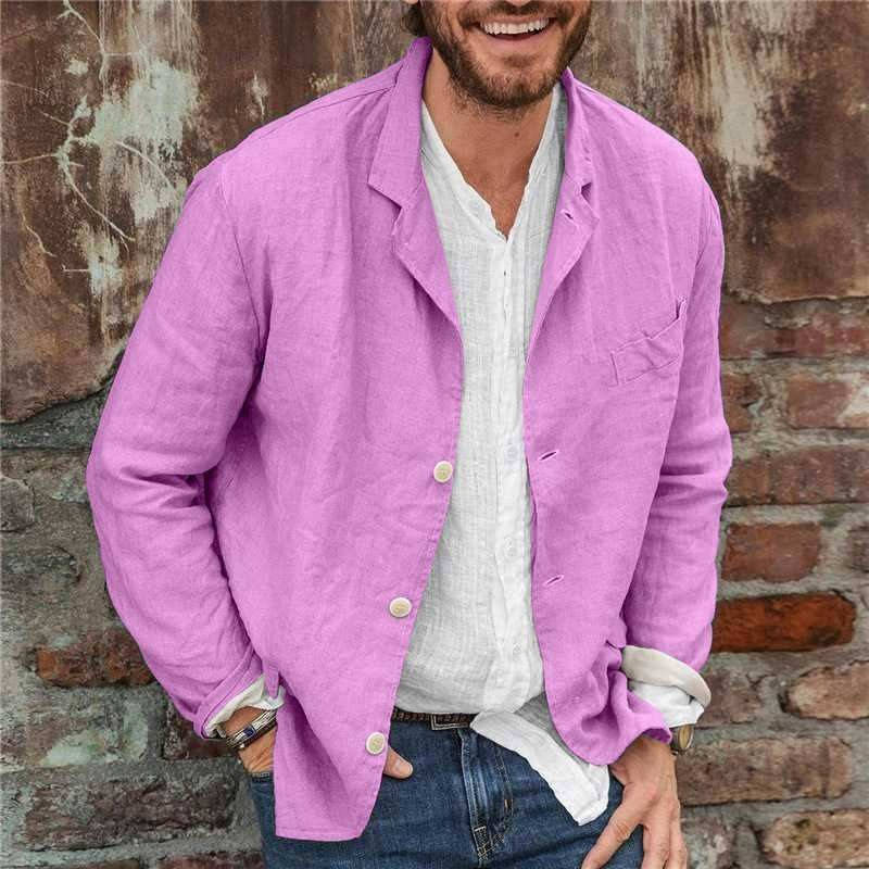 Casual Linen Jacket - Lightweight Cotton Blend with Relaxed Fit and Three Button Closure 5