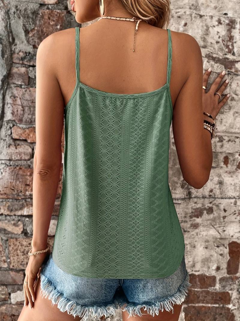 Celeste - Embroidered Camisole Top with Eyelet Detailing, Soft Fabric 3