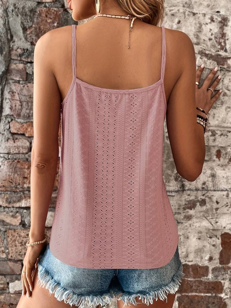 Celeste - Embroidered Camisole Top with Eyelet Detailing, Soft Fabric 7